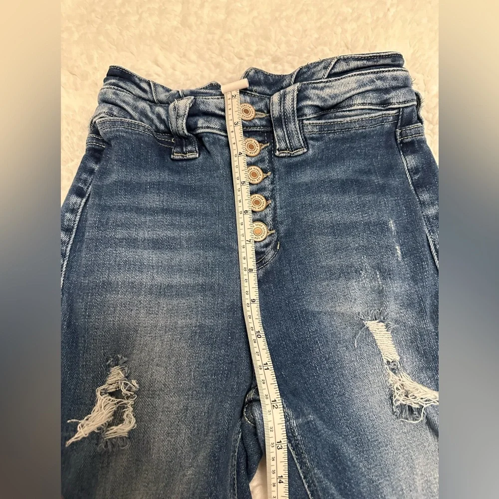 KanCan Flare High Rise Ripped Button Fly Jean - Picture 11 of 16